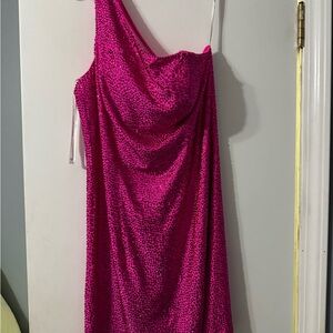 Vibrant One Shoulder Pink Dress